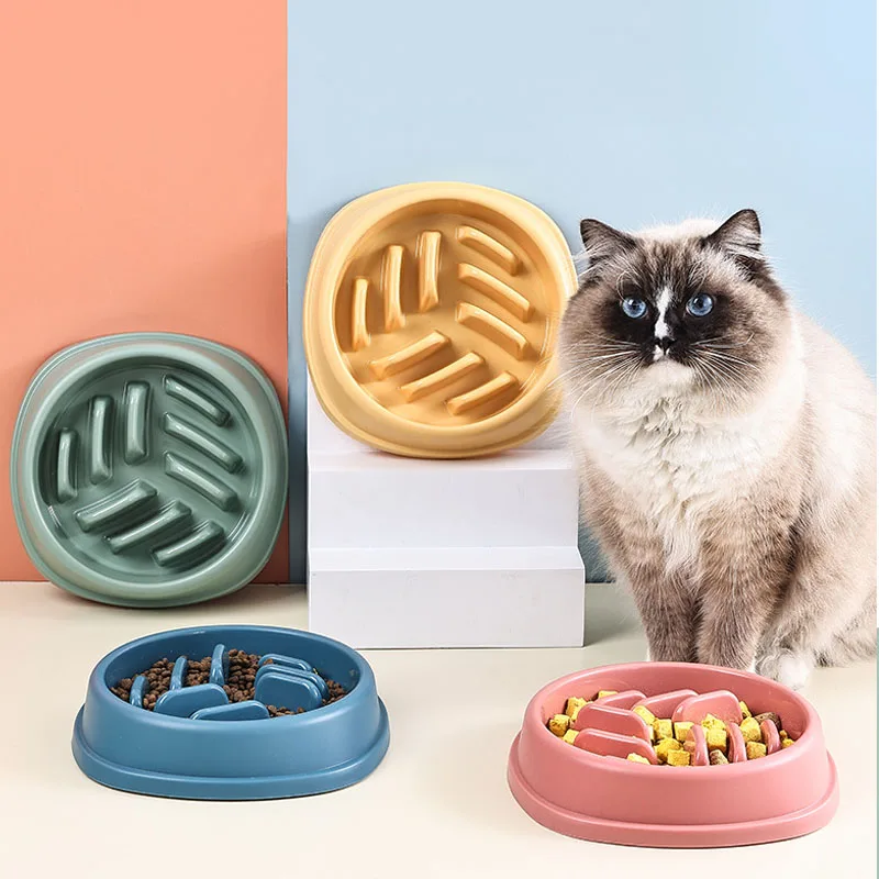 Alimentador lento de plástico para perros y gatos, rompecabezas antiasfixia, cuenco de comida, platos antiansiedad para perros pequeños, platos de comida para cachorros, dispensador lento