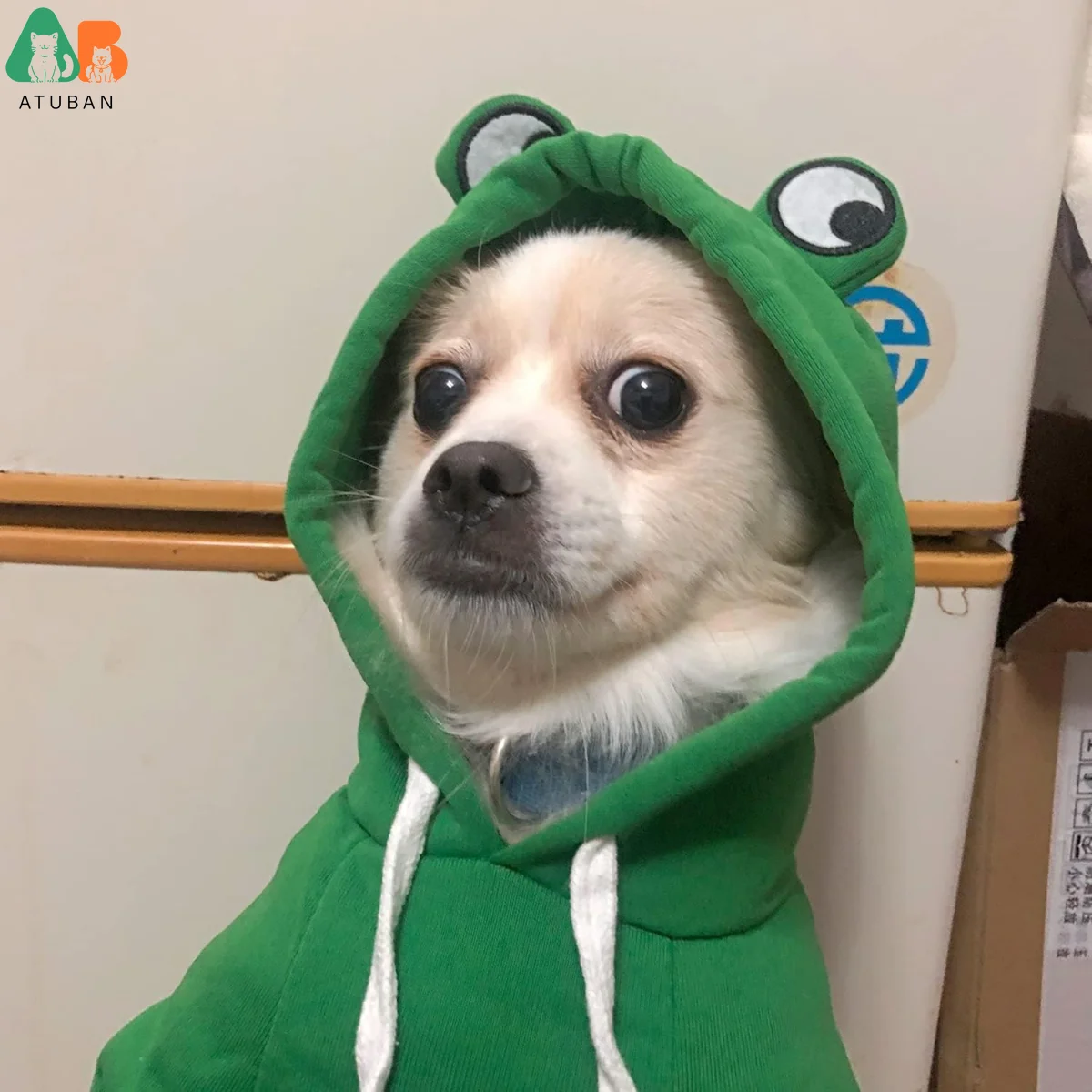 ATUBAN Sudadera con capucha para perro, suéter básico, abrigo, chaqueta cálida con forma de rana, ropa para clima frío para mascotas, ropa de abrigo para gatos, cachorros y perros