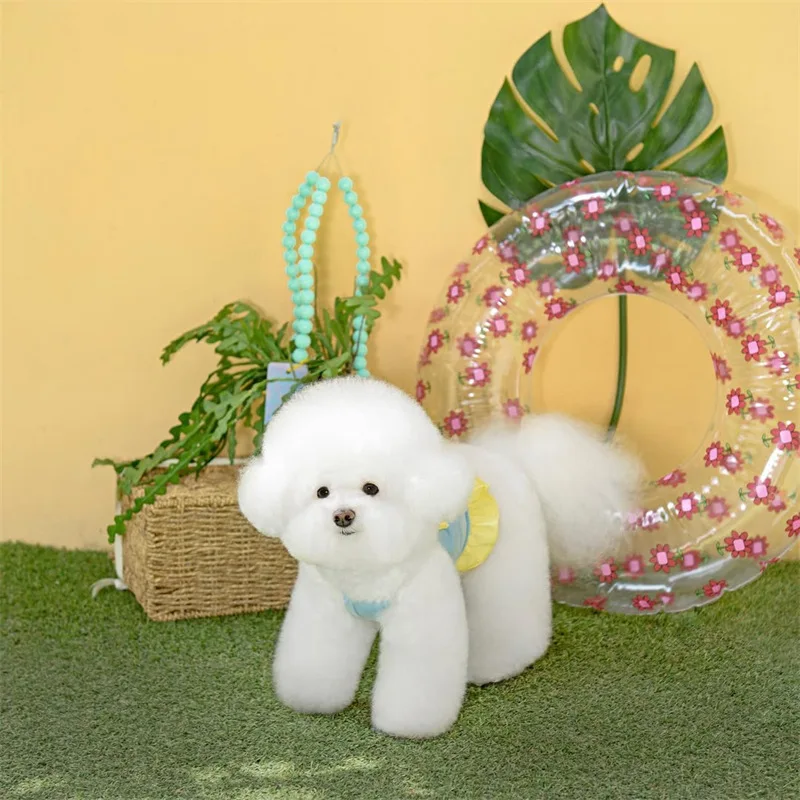 Camisetas con lazos de primavera para perros, camisetas sin mangas, trajes de baño para perros pequeños y medianos, suministros universales de ropa para perros, sombrilla, sombreros de flores - imagen 2