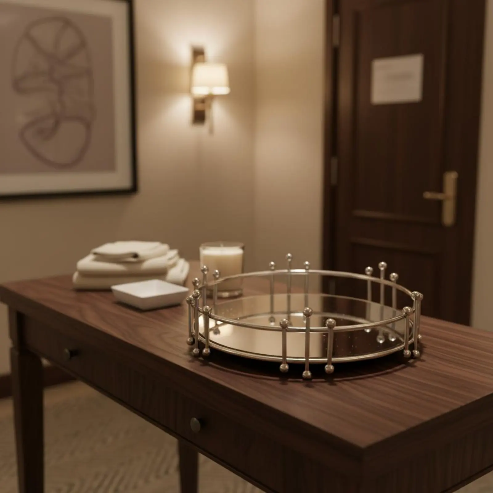 Bandeja decorativa para gatos y perros de metal con espejo para dormitorio - imagen 2