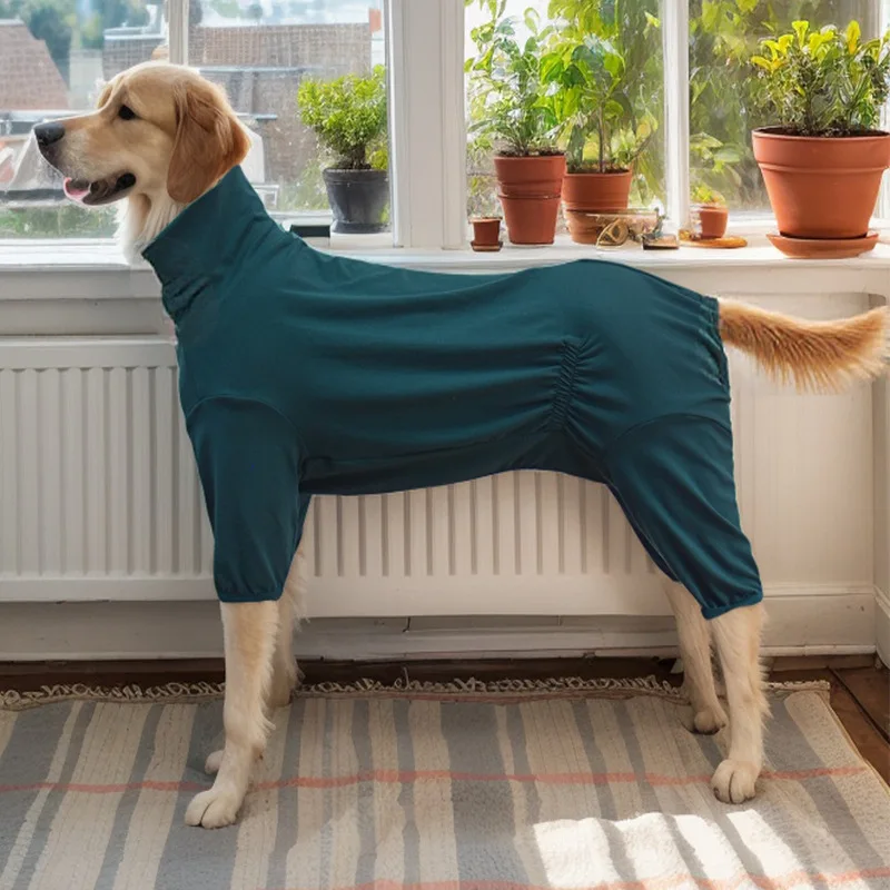 Pijamas suaves para mascotas, monos para perros de razas grandes, mono elástico con cuello alto para perros, ropa de dormir con cintura ajustable, ropa de 4 patas - imagen 4