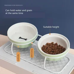 Cuenco doble elevado para perros – Cerámica ergonómica oblicua