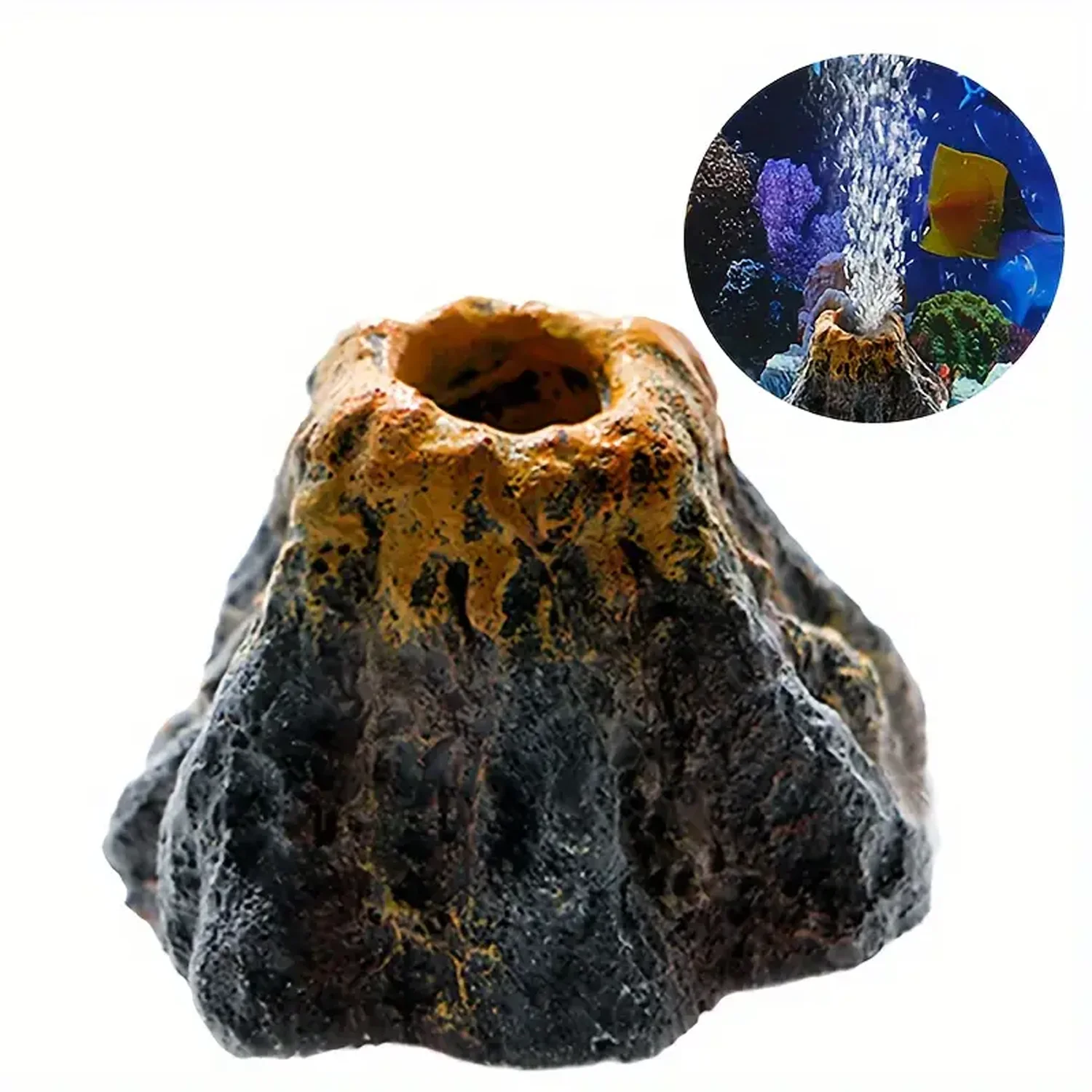 Piedra difusora de aire tipo volcán en resina para acuarios y mascotas - imagen 3