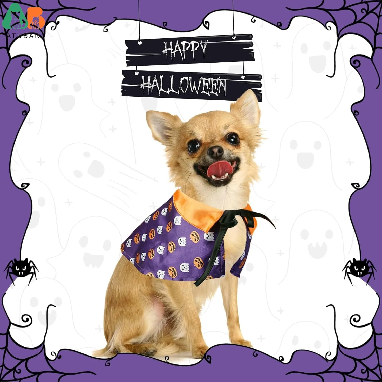 Disfraces de Halloween de gato ATUBAN, capa de mago, ropa de gato vampiro, ropa de bruja para perros pequeños, traje de Cosplay para fiesta temática de Halloween - imagen 3