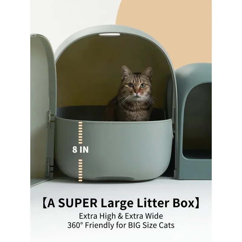 Caja de arena para gatos, inodoro totalmente cerrado para gatos, gran espacio, a prueba de fugas, sin olores, incluye cuchara, nuevo diseño moderno, 2023 - imagen 4