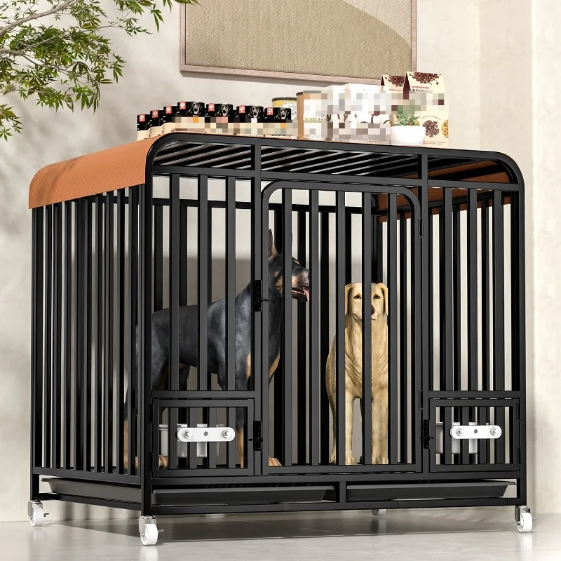 Jaula de Metal para perros, accesorios para casa de perros grandes y medianos, jaulas para perros grandes, bandeja con ruedas para cachorros, suministros para casa para perros para interiores y exteriores - imagen 3