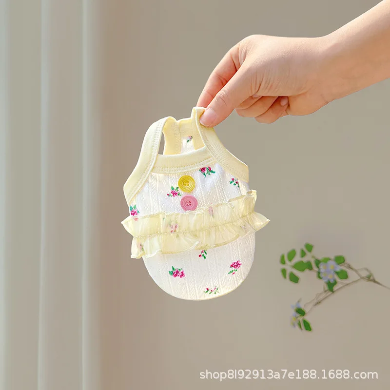 Pet Spring Floral Strap Top Thin Breathable Top Small Dog Teddy Pet Cooling Vest for Dog Puppy Clothes - imagen 3