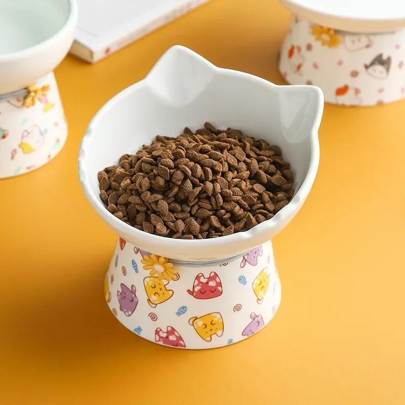 Cuenco de cerámica elevado para gatos, comederos de agua para comida para mascotas, cuencos para beber para perros y cachorros elevados - imagen 5