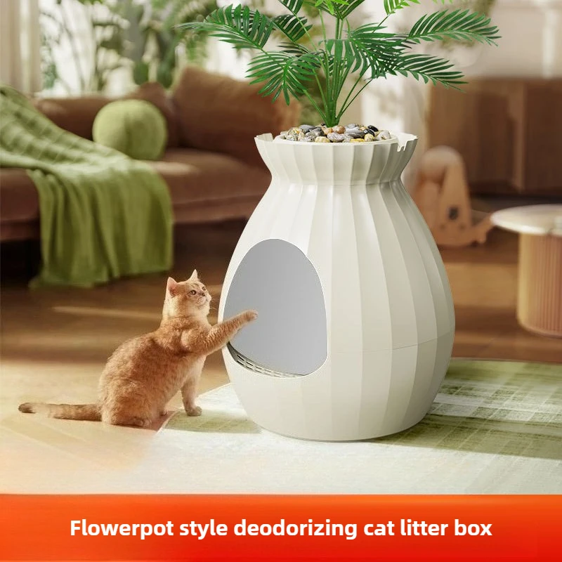 Caja de arena para gatos inodora diseño maceta cerrada oculta mueble - imagen 2