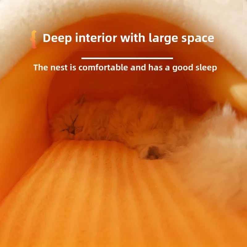Zapatillas gruesas de diseño, nido cálido para gatos, Otoño Invierno, agujero de taladro, casa para perros, esponja portátil a rayas, productos para mascotas, accesorios para muebles - imagen 2