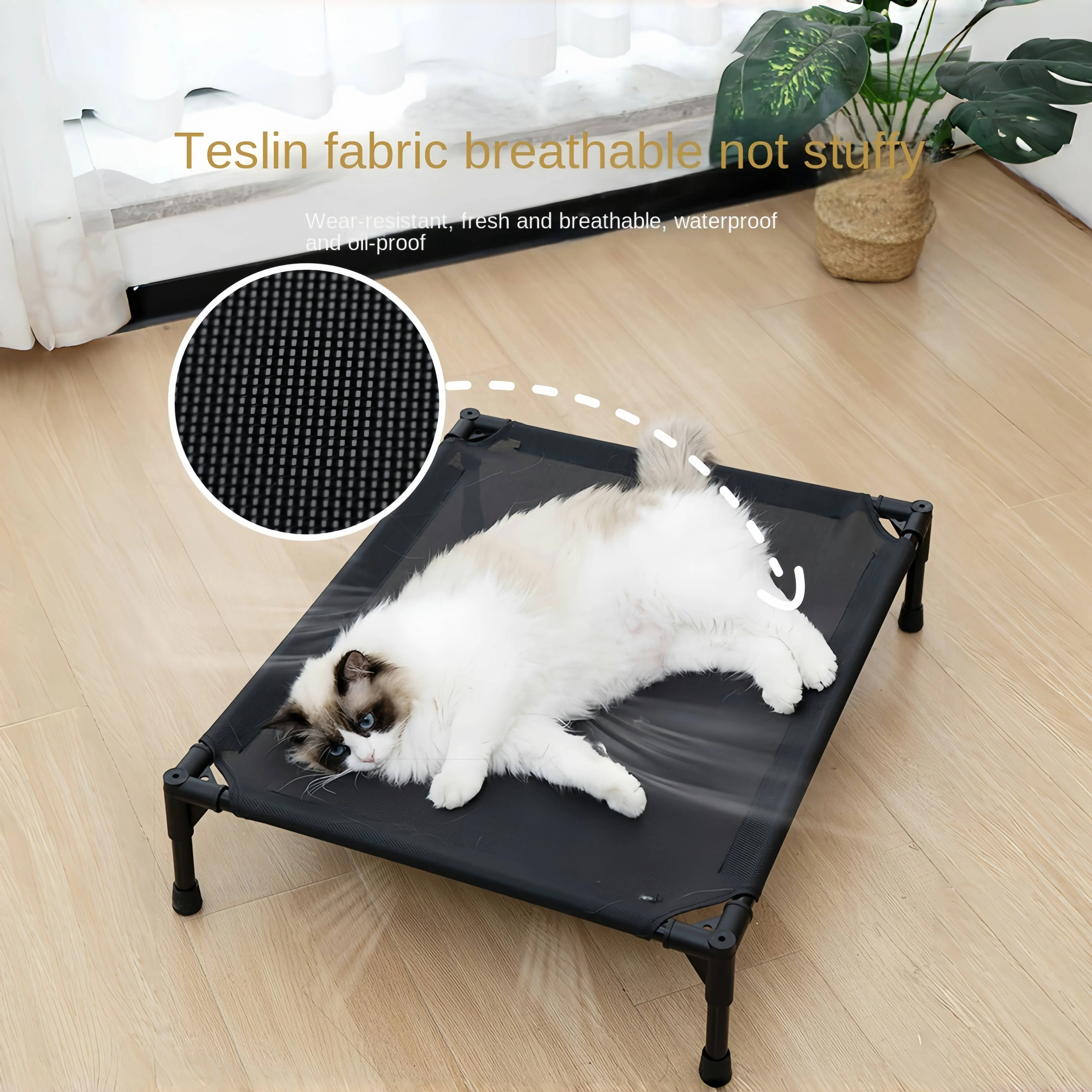 Cama plegable para perros y gatos, hamaca lavable y extraíble, portátil, ideal para acampar - imagen 2