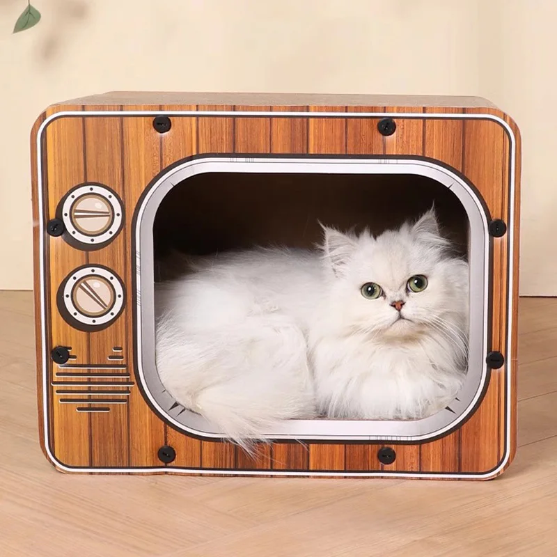 Rascador corrugado para gatos, rascador creativo en forma de TV, gran capacidad, accesorios para gatos - imagen 2