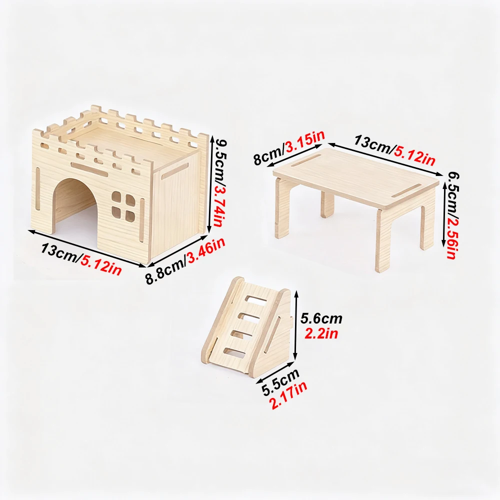 Conjunto de madera para hámster con escondite, plataforma y escalera - imagen 2