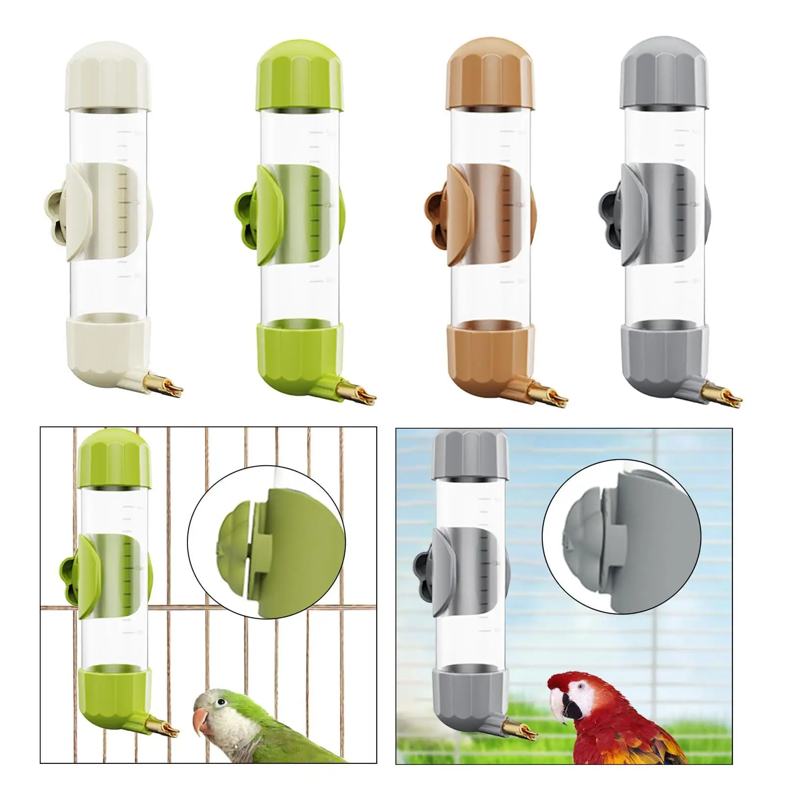 Parrot Automatic Drinking Water Feeder Detachable Cleaning Cage Hanging Dispenser for Bird Aviary Use