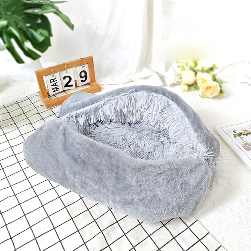 Cama acogedora 3 en 1 para gatos, casa plegable para gatos, cojín de cama suave y cálido de felpa o nido de cojín para dormir para cachorros y gatos pequeños a medianos - imagen 3