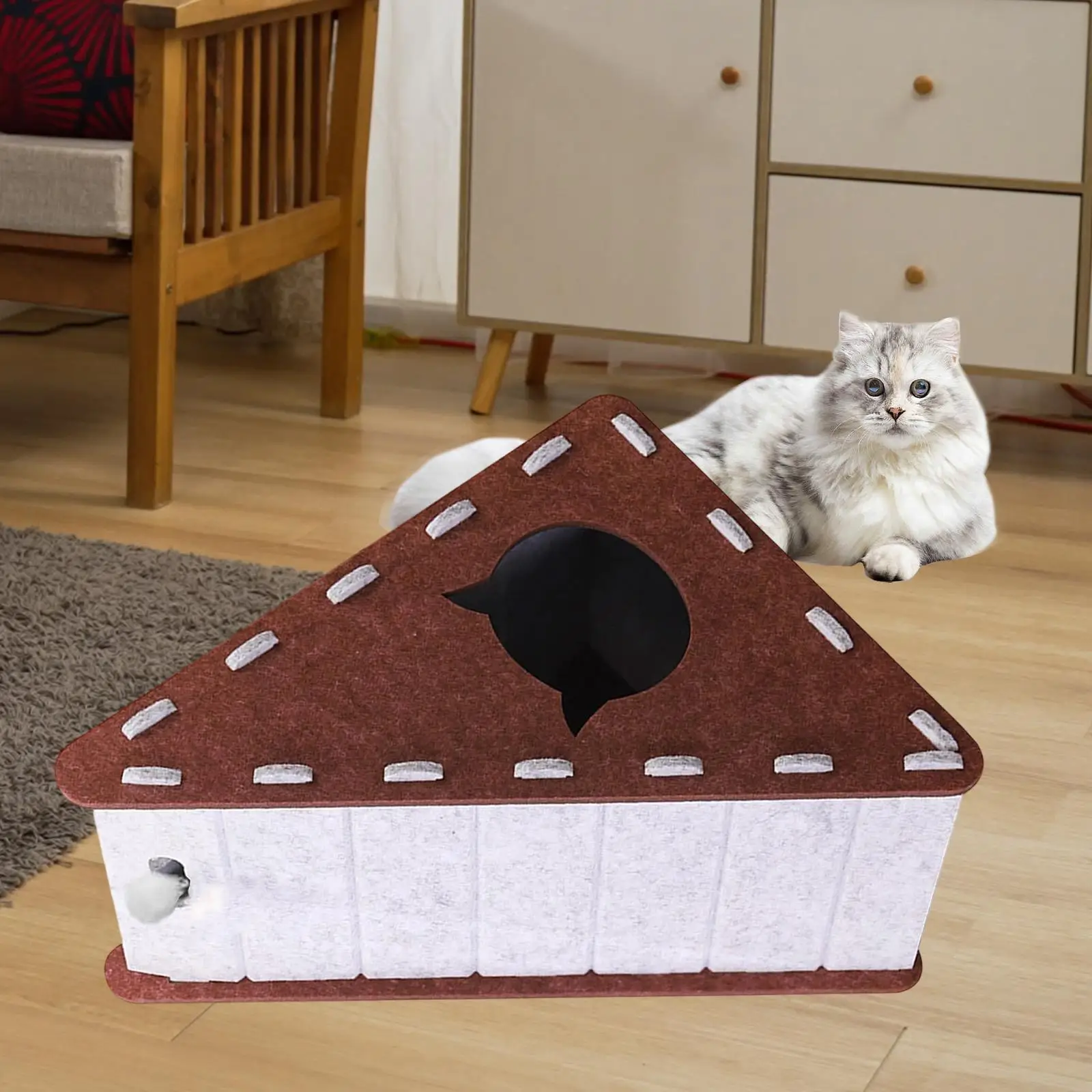 Triangle Cat Scratcher Cat Scratching Board Felt Cardboard Wear Resistant Pet Toy Vertical Furniture Protector Scratching Pad