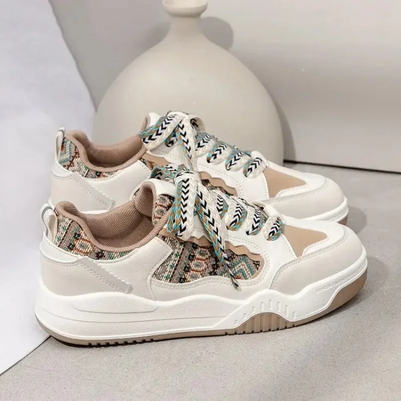 Zapatillas de deporte para mujer, Zapatillas informales de primavera con suela gruesa de diseñador, zapatos coloridos con cordones transpirables, Zapatillas para correr para mujer - imagen 5