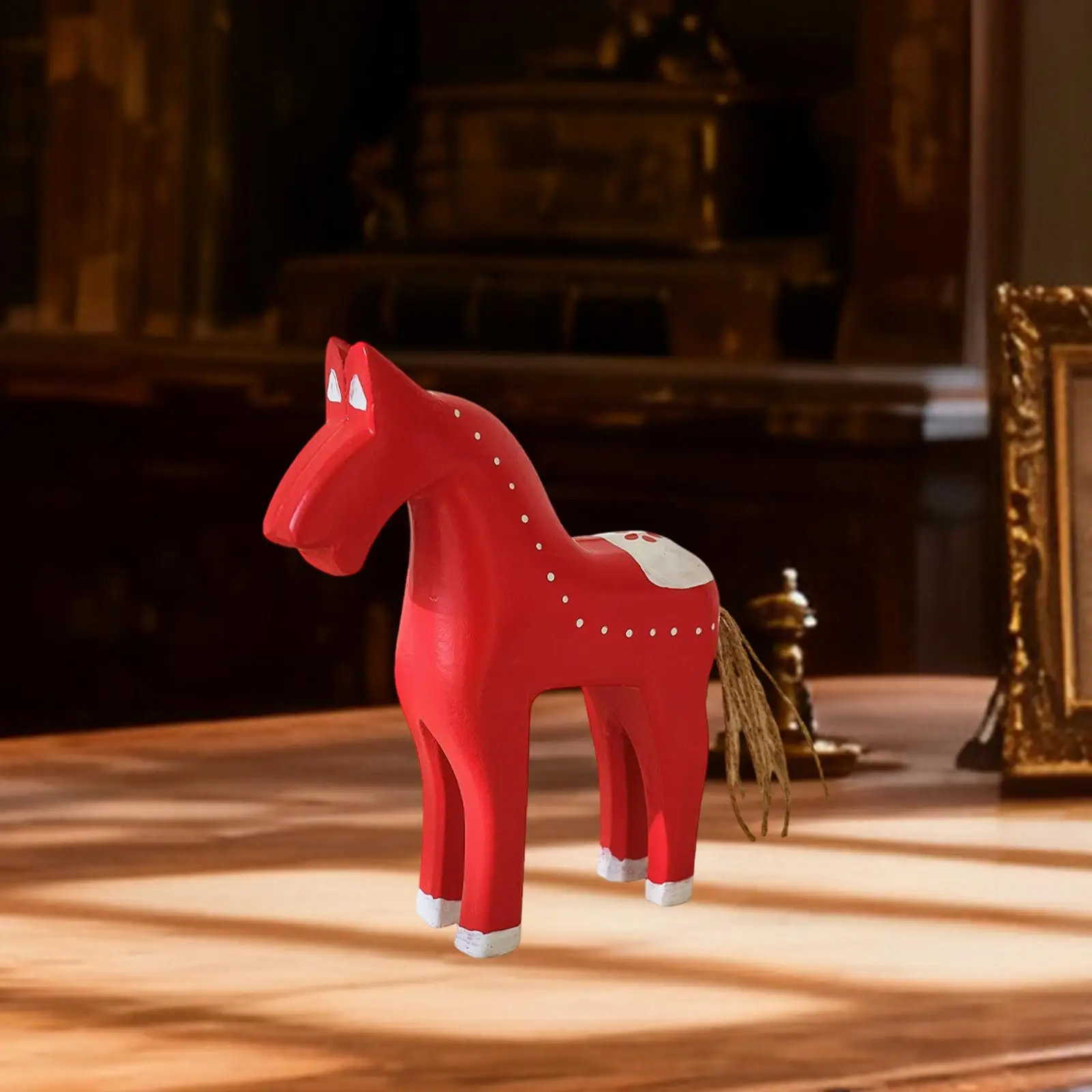 Wooden Horse Statue Figurine Collectible Desk Figure Minimalist Desktop Table Ornament for Shop Cabinet NightStand Bedroom