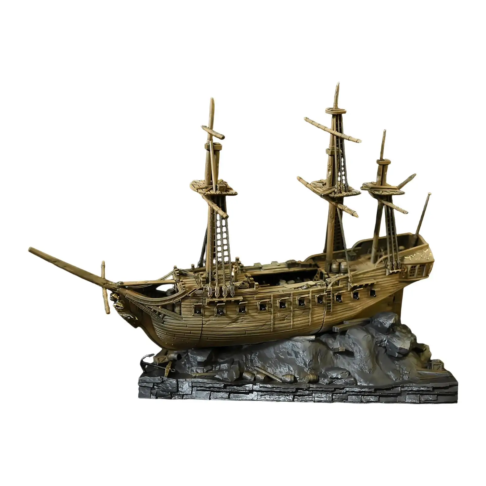 Barco de vela grande de resina, decoración de acuario, modelo de barco realista, accesorios para decoración de pecera - imagen 4