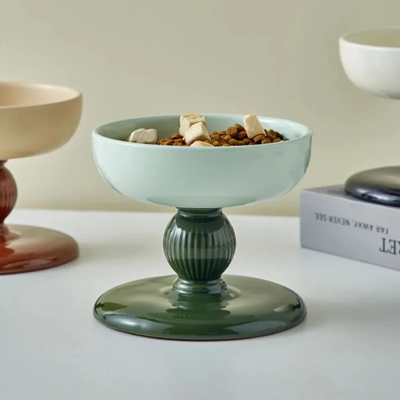 Cuenco de cerámica elevado para perros y gatos, bebedero para mascotas, diseño agradable al cuello, base anti-vuelta, promueve digestión saludable - imagen 4