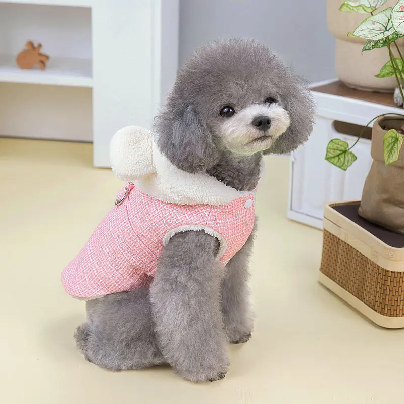 Ropa para perros, ropa de invierno con capucha acolchada de algodón para perros, ropa para mascotas, ropa cálida acolchada de algodón de doble tracción para gatos bonitos - imagen 4