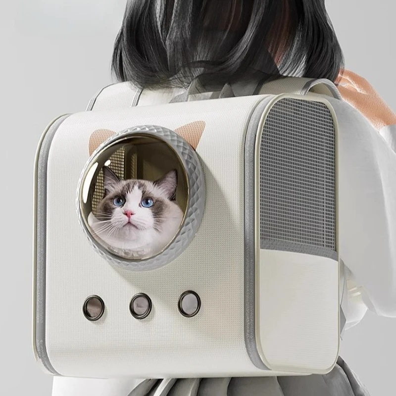 Bolsa transportadora portátil para gatos, mochila transpirable para gatos y gatitos, gran capacidad, transporte para gatos, bolsas de jaula para cachorros y gatos