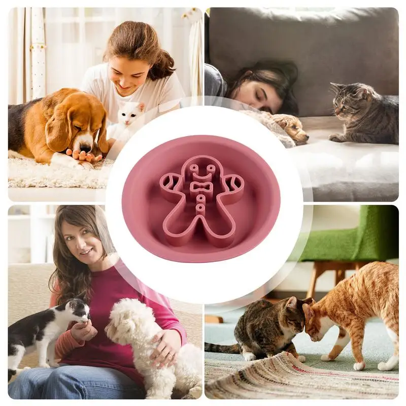 Cuenco de silicona para perro, alimentador lento de doble cara con dibujos animados, suministros de alimentación para mascotas