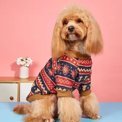 Sudadera con capucha con estampado de copo de nieve para perros medianos, ropa informal de otoño e invierno para mascotas, atuendo clásico