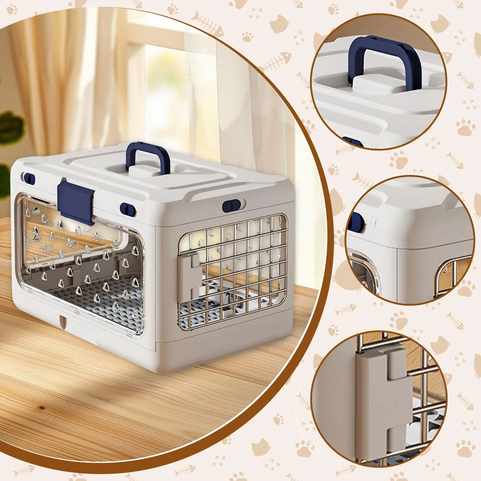 Jaula de viaje plegable resistente transparente para perros y gatos - imagen 5