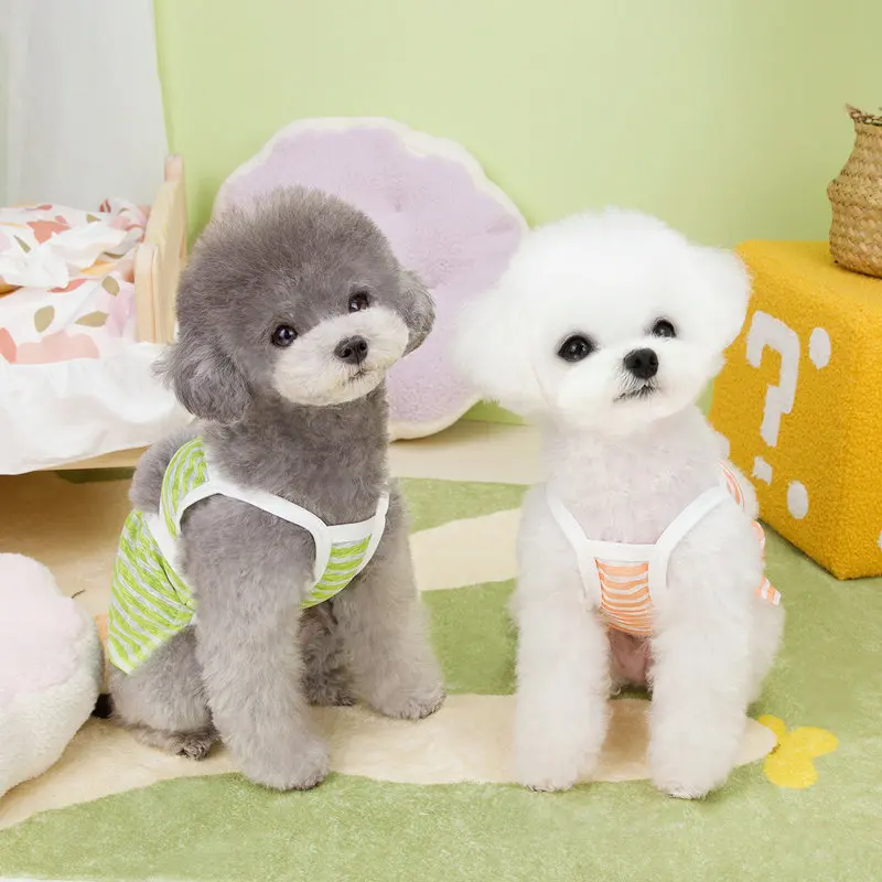 Traje de baño a rayas para mascotas, conjunto de Bikini para mascotas, traje de baño de tela de playa de peluche, ropa para perros, traje de baño para mascotas, vestidos para perros - imagen 2