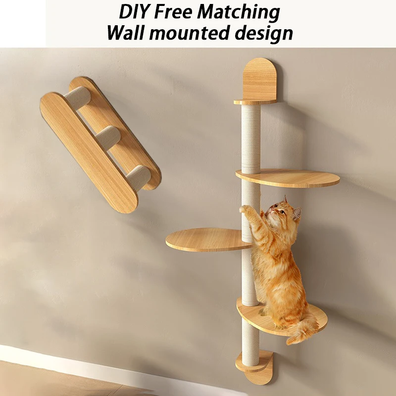 Marco de escalada para gatos montado en la pared, combinación libre DIY, poste rascador para gatos, rascadores de madera de pino, casa oculta para gatos, suministros para mascotas - imagen 5