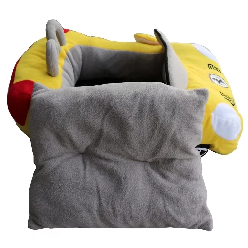 Cama de lujo con forma de coche de 70x50cm para perros y gatos, peluche cálido para mascotas, sofá cálido, cojín tipo nido para cachorros, perrera acolchada a la moda de invierno con estera - imagen 5