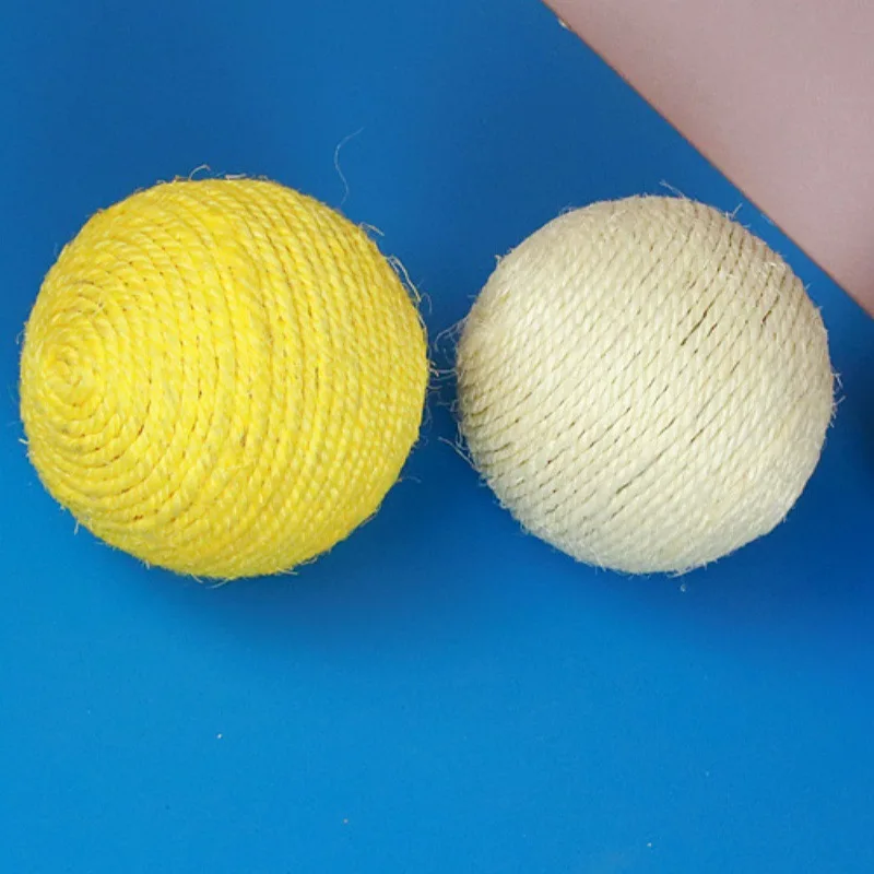 Juguete interactivo de bola de Sisal para gatos, bola tejida grande, dientes molares, productos para mascotas con campana - imagen 4