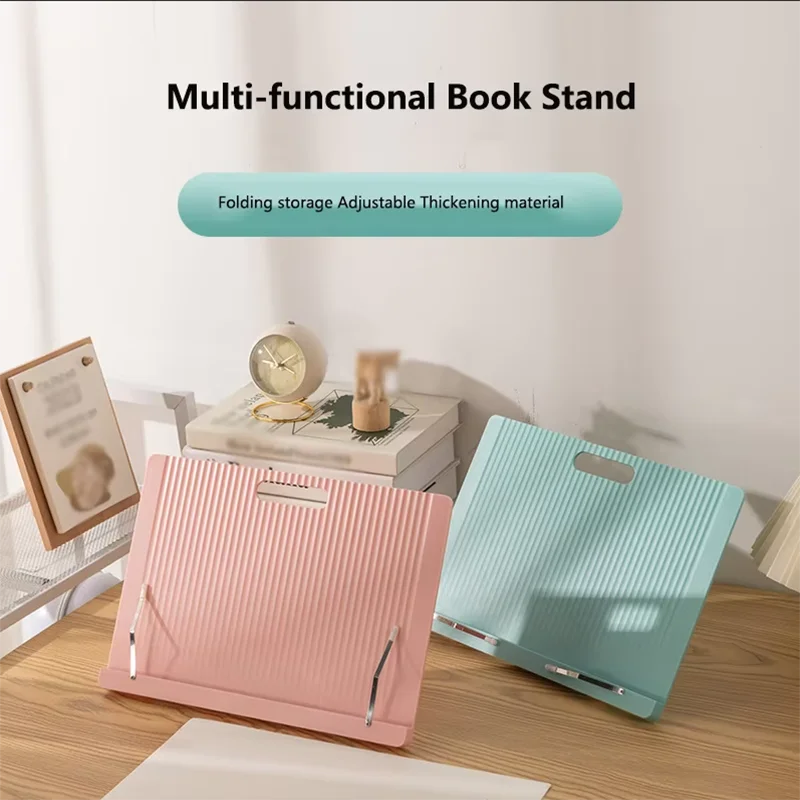 BEISHI-soporte de escritorio ajustable para lectura con Clips de página, soporte de lectura de libros plegable de plástico, soporte para tableta y portátil para iPad - imagen 2