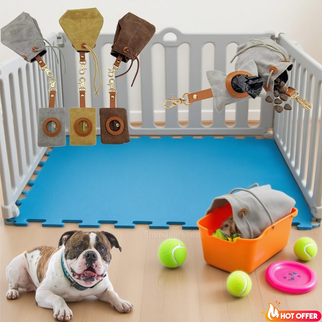 Bolsa de entrenamiento para mascotas, almacenamiento de golosinas, aperitivos, golosinas para perros, comida para perros de entrenamiento, perros grandes con cordón, portátil para bolsa pequeña