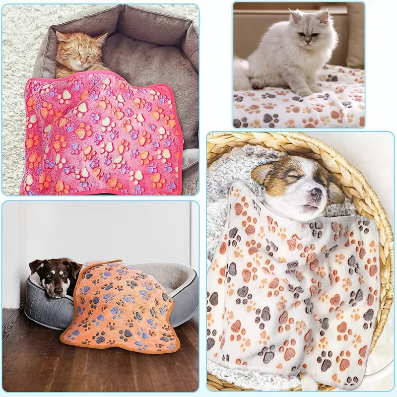 Estera de cama para perros, manta suave y esponjosa para mascotas, bonito patrón de patas/elefante, estera de viaje para mascotas, manta cálida y cómoda para perros y gatos - imagen 2