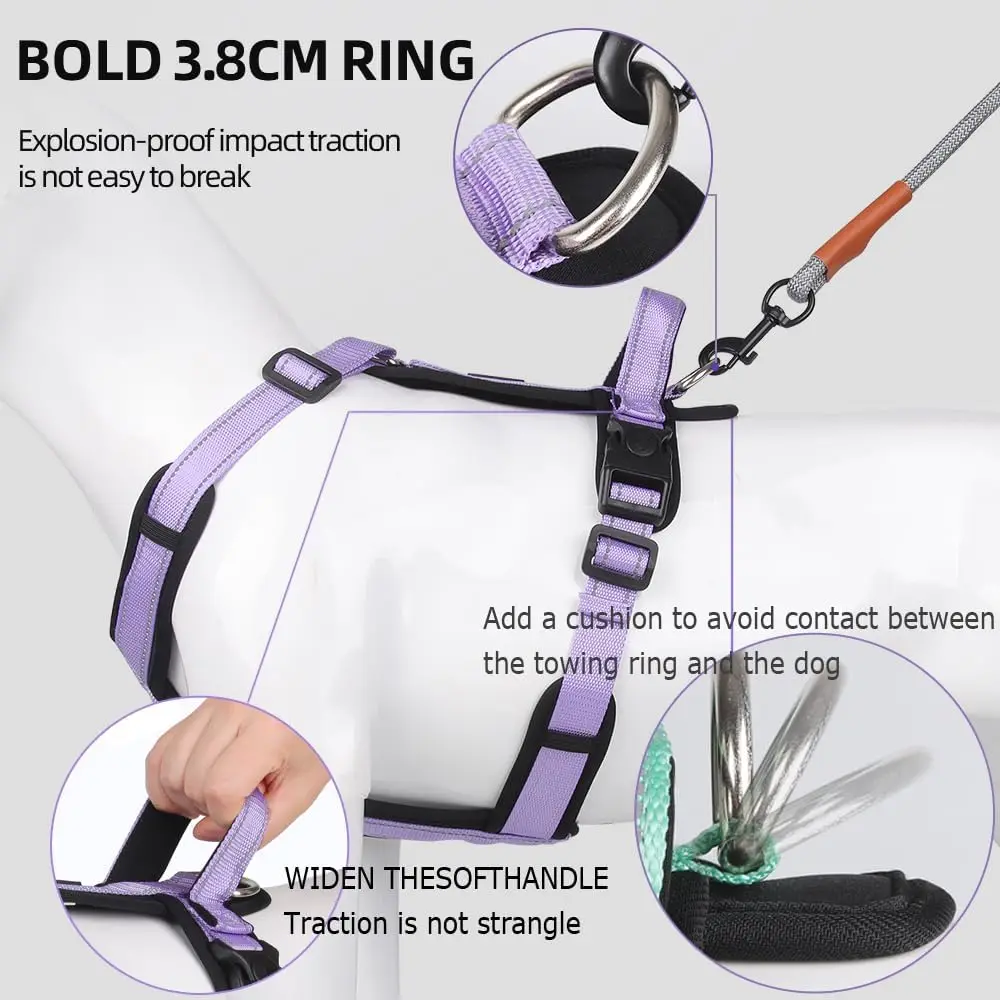 Arnés para perros en forma de Y con mango duradero ajustable, arnés reflectante de nailon para perros, chaleco con relleno suave, collares para perros, chalecos grandes - imagen 3