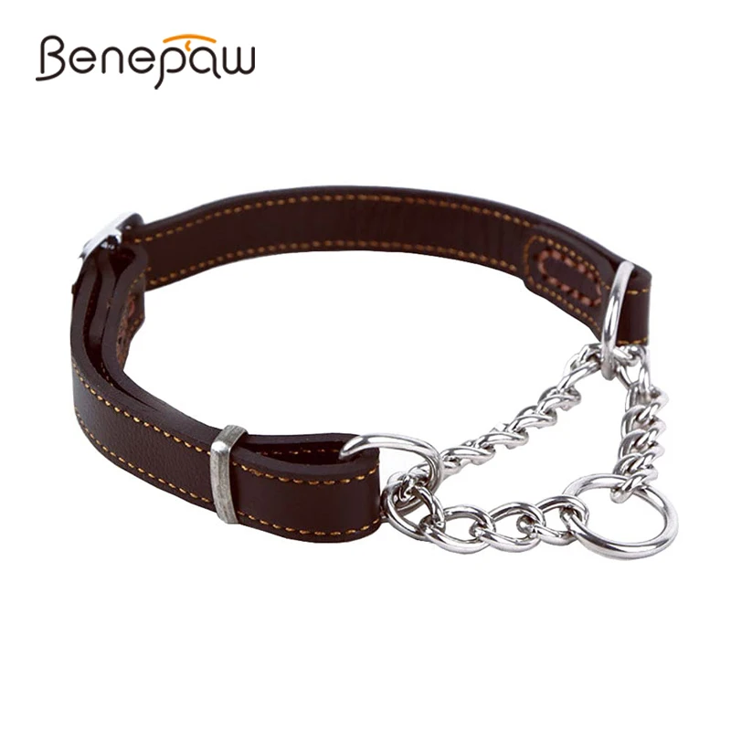 benepaw martingale collar cuero sin tirones collar entrenamiento antiescape perros cadena acero inoxidable mascotas perros pequeños medianos grandes