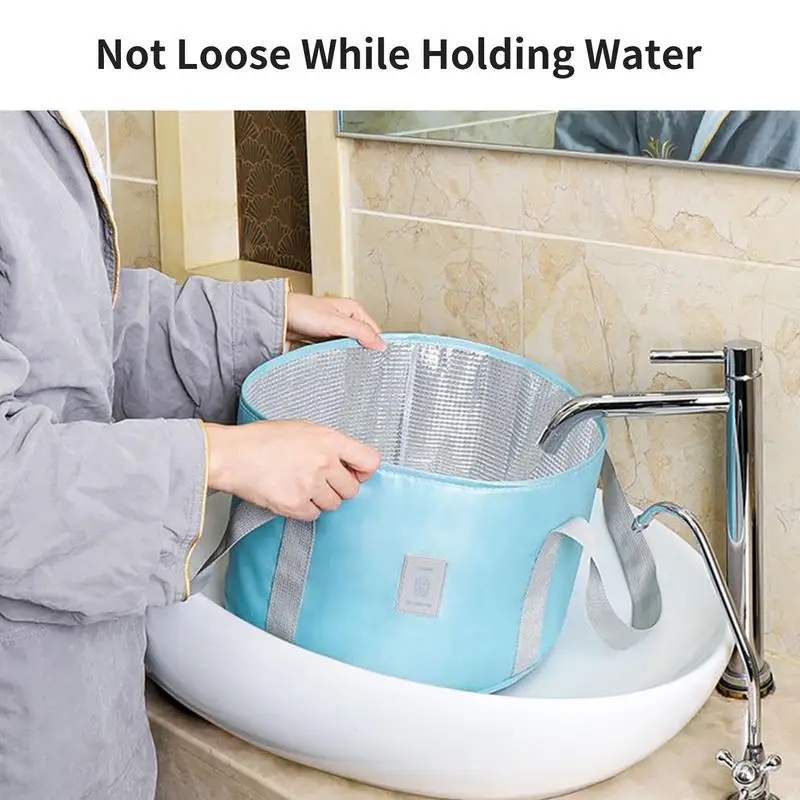 Lavabo plegable para baño de pies, Cubo de remojo portátil para viaje, Bolsa de lavado de pies plegable para pedicura, SPA, contenedor de lavado, bolsa para pies - imagen 3