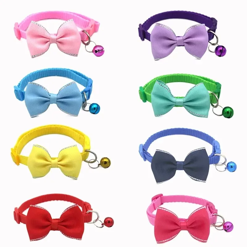 Collares para gatos, collares con lazo y campana, bonitos collares para cachorros y gatitos, suministros para mascotas, herramienta de vestir ajustable Multicolor para mascotas, accesorios para gatos - imagen 2