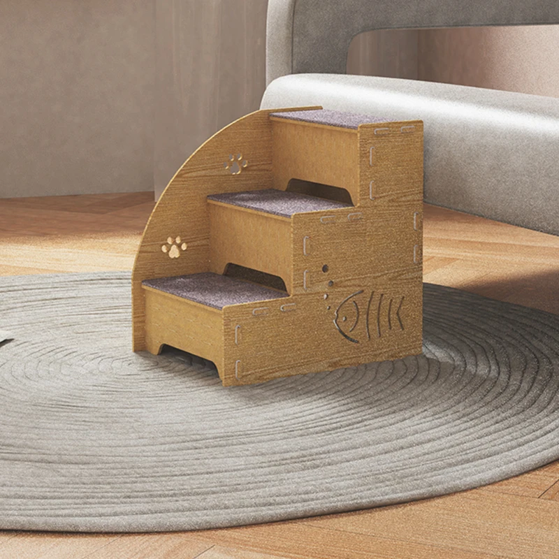 Escalera de escalada para mascotas, cama para perros y gatos mayores, sofá, escalones de madera de peluche - imagen 5