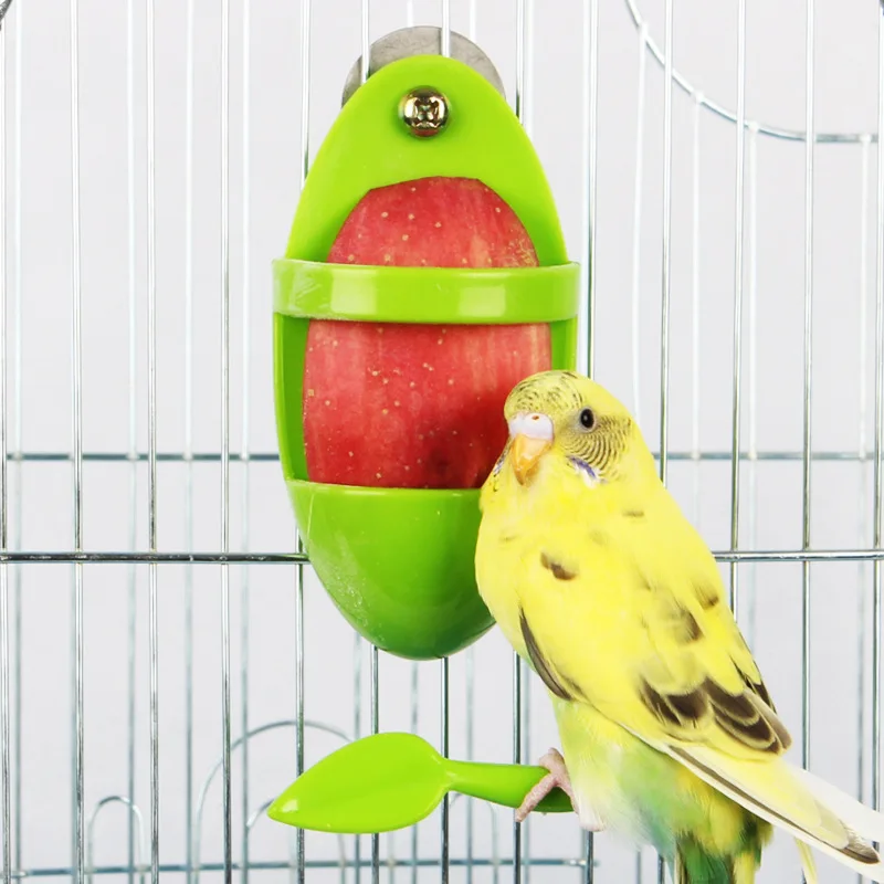 Caja alimentación loros periquitos con percha para frutas y verduras - imagen 4