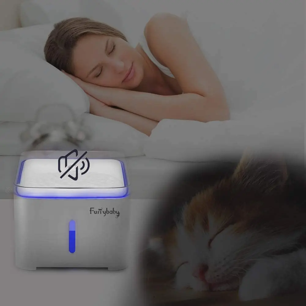 Fuente de agua automática para mascotas, fuente eléctrica con ventana de nivel de agua, iluminación LED, cuenco para gatos y perros, 2L - imagen 3