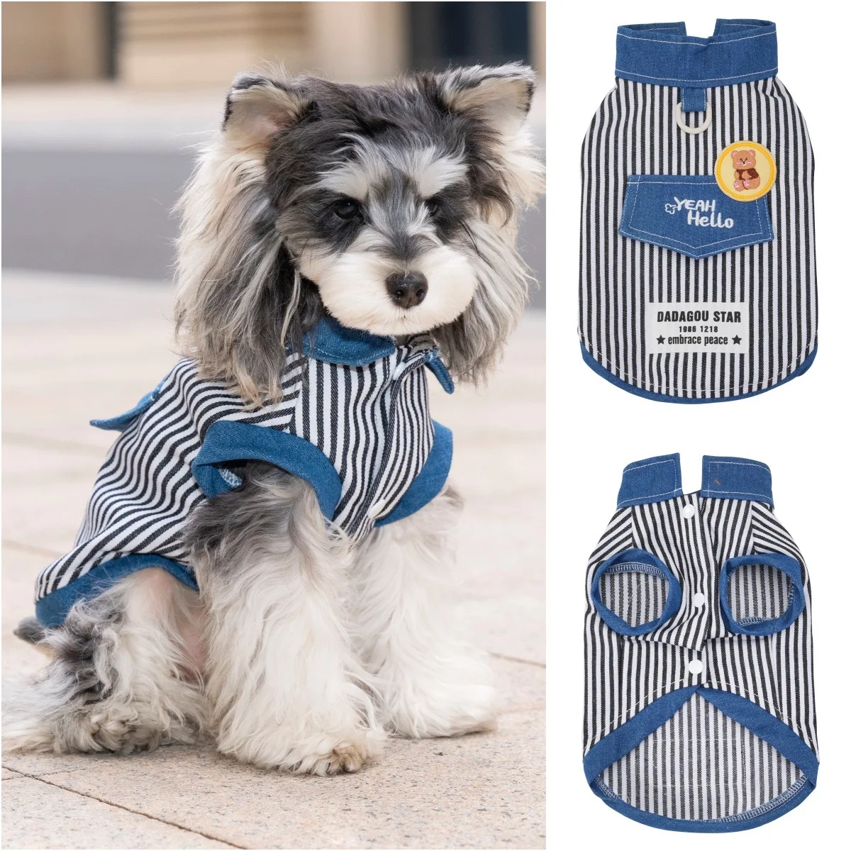 Chaleco vaquero rayado para Yorkshire y perros pequeños – Verano - imagen 4