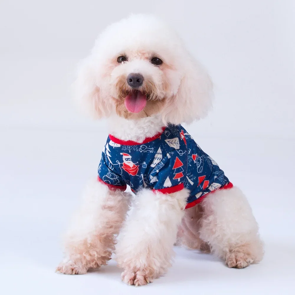 Ropa navideña para perros, camisas para mascotas, chaleco para cachorros, estampado navideño, muñeco de nieve, Reno, Papá Noel, camisas para perros y gatos - imagen 3