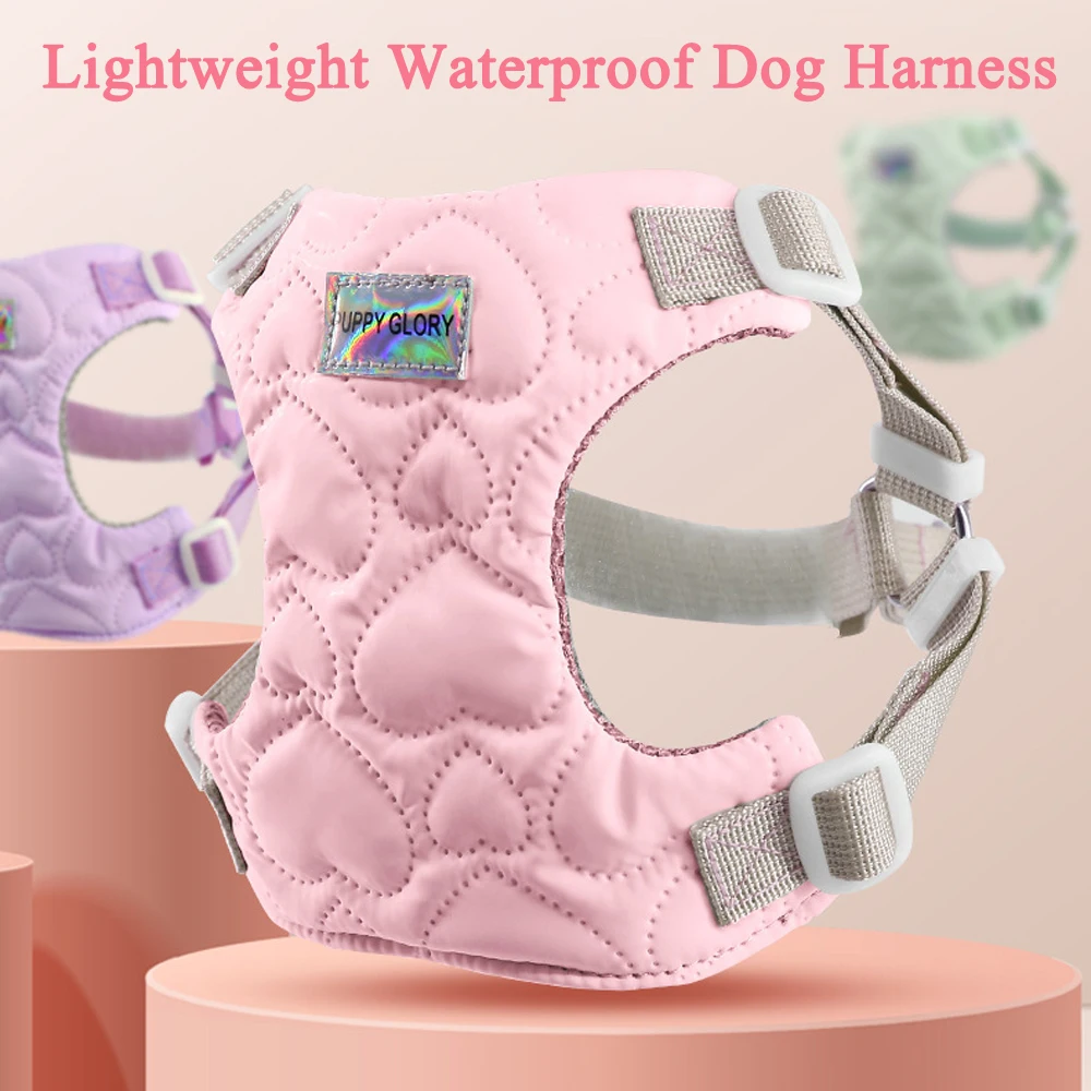 Arnés para perros pequeños y medianos, bonito patrón de corazón, chaleco ajustable con forro de nailon para cachorros, arnés para Bulldog Francés, accesorios para mascotas - imagen 4