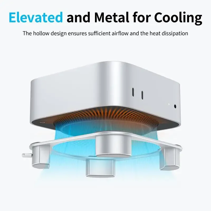 Soporte de aluminio para Mac Mini M4 2024, Base de refrigeración de ajuste de precisión con pies de silicona antideslizantes y fácil acceso con botón de encendido - imagen 5
