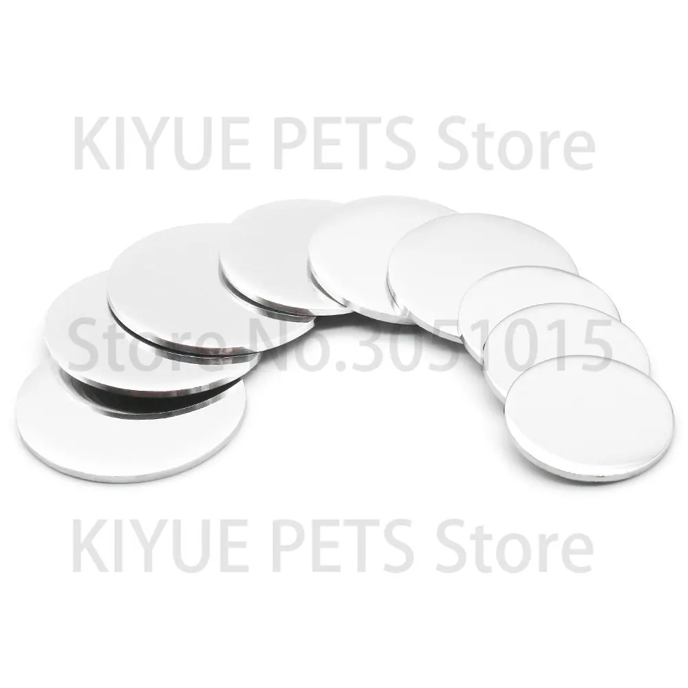100 Uds. Espejo redondo de Metal para mascotas, tarjeta de identificación en blanco, etiqueta de identidad grabada con láser, Collar para mascotas, colgante con personalidad, joyería de acero inoxidable - imagen 4