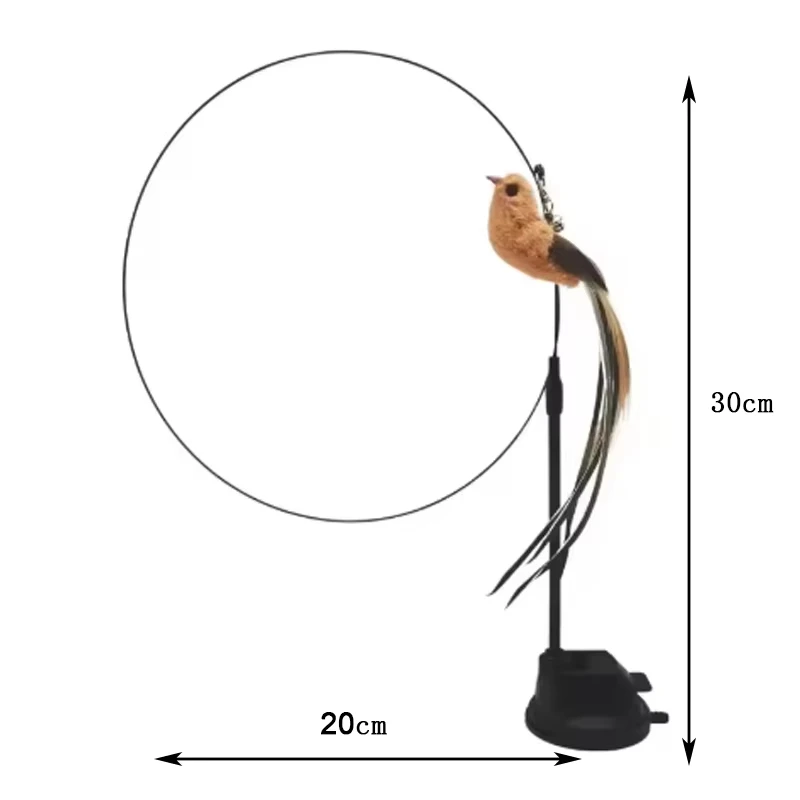 Juguete interactivo de plumas para gato y pájaro, ventosa, palo para gato con campana, juguete para gatito, recarga de repuesto para morder, juguete para masticar para gato - imagen 3