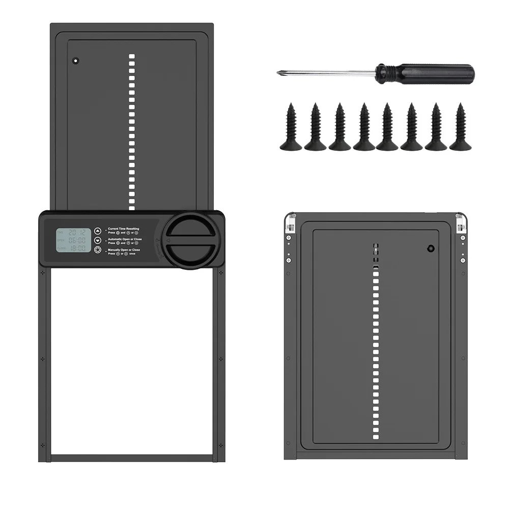 Pantalla LED y controles de la puerta para gallinero